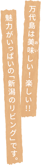 万代島は美味しい！楽しい!!魅力がいっぱいの「新潟のリビング」です。